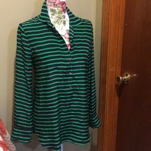 100% silk green & black J Crew blouse💚